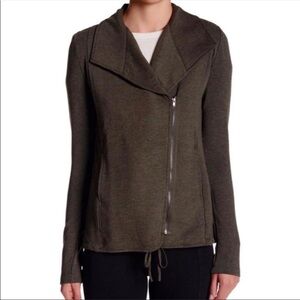 H by Bordeaux Green Moto Fleece Jacket S